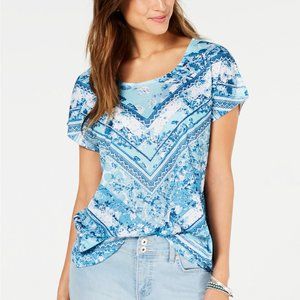Style & Co Petite Printed Dolman-Sleeve T-Shirt